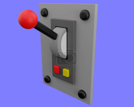 3D rendering electrical panel with toggle switch. electricity icon