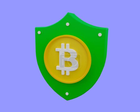 Photo for Bitcoin security icon, cryptocurrency concept, 3d rendering. - Royalty Free Image