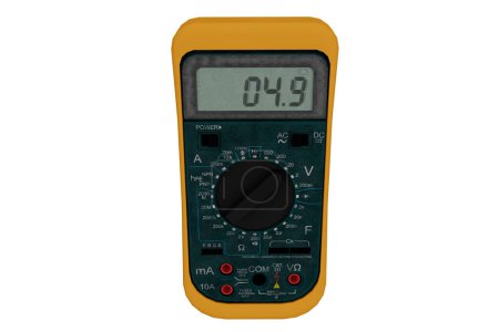 Photo for 3d rendering yellow multimeter, equipment for measuring voltage - Royalty Free Image