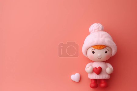 Photo for Cute little girl on color background. winter day - Royalty Free Image