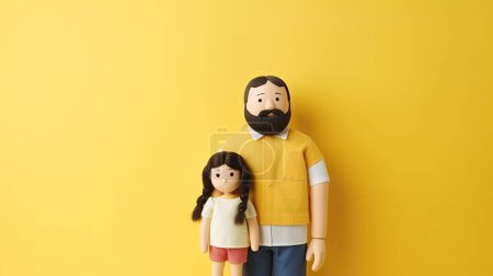 Photo for Miniature people. father and daughter. father day concept. advertisement banner for fathers day - Royalty Free Image