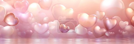 Photo for Hearts Abstract Background in Pink Pastel colors. Happy Valentine's Day Banner. Love pattern. Spring tones Valentines Day Poster, romantic banner for anniversary and wedding - Royalty Free Image