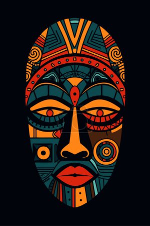 Ilustración de África máscara tribal pared arte vector ilustración, máscaras tribales para el arte del marco - Imagen libre de derechos