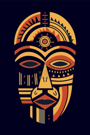 Ilustración de África máscara tribal pared arte vector ilustración, máscaras tribales para el arte del marco - Imagen libre de derechos