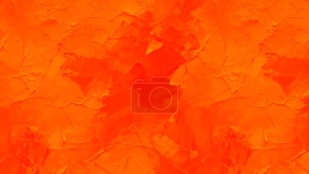 Téléchargez les photos : Une peinture à l'huile abstraite avec des fragments d'œuvres d'art et des coups de pinceau crée un fond d'art moderne et contemporain. La peinture est mise en valeur par une belle texture de couleur orange. - en image libre de droit