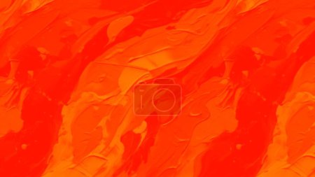 Téléchargez les photos : Une peinture à l'huile abstraite avec des fragments d'œuvres d'art et des coups de pinceau crée un fond d'art moderne et contemporain. La peinture est mise en valeur par une belle texture de couleur orange. - en image libre de droit
