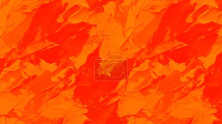Foto de Una pintura al óleo abstracta con fragmentos de obras de arte y pinceladas crea un fondo de arte moderno y contemporáneo. La pintura se destaca por una hermosa textura de color naranja. - Imagen libre de derechos