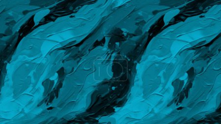 Foto de Una pintura al óleo abstracta con fragmentos de obras de arte y pinceladas crea un fondo de arte moderno y contemporáneo. La pintura se destaca por una hermosa textura de color azul y negro. - Imagen libre de derechos