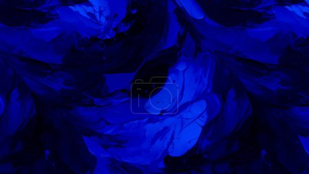 Photo for An abstract oil painting with fragments of artwork and paint brush strokes creates a modern and contemporary art background. The painting is highlighted by a beautiful navy blue color texture. - Royalty Free Image