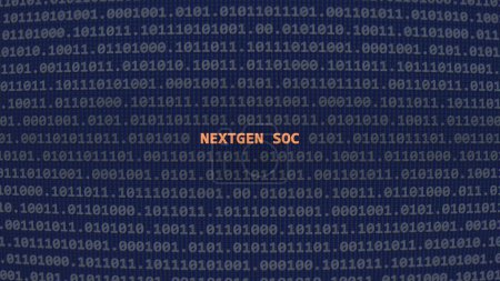 Cyber attack nextgen soc. Texto de vulnerabilidad en estilo de arte ascii sistema binario, código en la pantalla del editor. Texto en inglés, texto en inglés