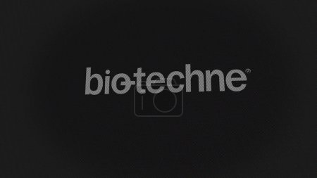 Foto de 07 Septiembre 2023 Minneapolis, Minnesota. El logotipo de Bio-Techne en una pared blanca de pantallas. Marca Bio-Techne en un dispositivo. - Imagen libre de derechos