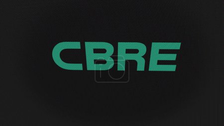 Foto de 07 Septiembre 2023 Dallas, Texas. El logo de CBRE Group en una pared blanca de pantallas. Marca del Grupo CBRE en un dispositivo. - Imagen libre de derechos
