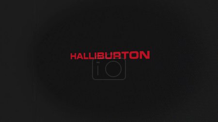 Foto de 07 Septiembre 2023 Houston, Texas. El logotipo de Halliburton en una pared blanca de pantallas. Marca Halliburton en un dispositivo. - Imagen libre de derechos