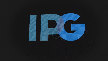 Photo for 07th September 2023 New York City, New York. The logo of Interpublic Group of Companies (The) on a white wall of screens. Interpublic Group of Companies (The) brand on a device. - Royalty Free Image