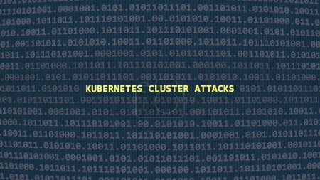 Photo for Cyber attack kubernetes cluster attacks. Vulnerability text in binary system ascii art style, code on editor screen. Text in English, English text - Royalty Free Image