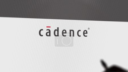 Photo for The logo of Cadence Design Systems on a white wall of screens. Cadence Design Systems brand on a device. - Royalty Free Image