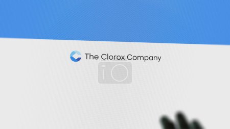 Photo for 0The logo of Clorox on a white wall of screens. Clorox brand on a device. - Royalty Free Image