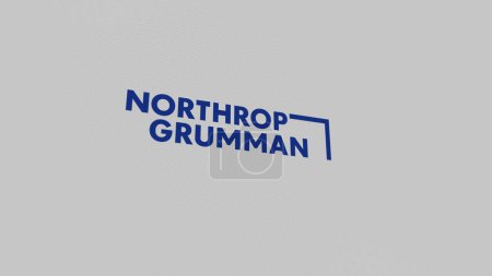 Téléchargez les photos : 07 septembre 2023 West Falls Church, Virginie. Le logo de Northrop Grumman sur un mur blanc d'écrans. Marque Northrop Grumman sur un appareil. - en image libre de droit