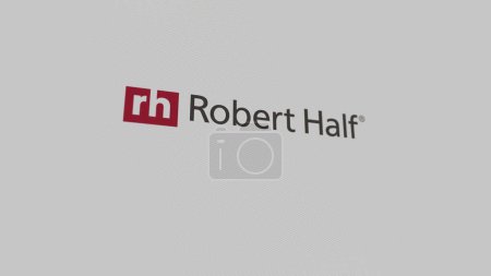 Photo for The logo of Robert Half on a white wall of screens. Robert Half brand on a device. - Royalty Free Image