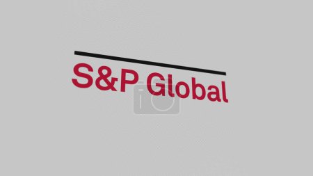 Téléchargez les photos : Le logo de S & P Global sur un mur blanc d'écrans. Marque S & P Global sur un appareil. - en image libre de droit
