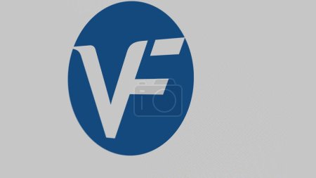 Foto de El logotipo de VF Corporation en una pared blanca de pantallas. Marca VF Corporation en un dispositivo. - Imagen libre de derechos