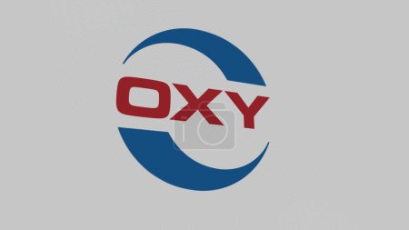 Photo for The logo of Occidental Petroleum on a white wall of screens. Occidental Petroleum brand on a device. - Royalty Free Image
