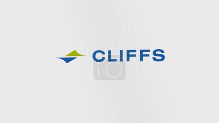 Photo for The logo of Cleveland-Cliffs on a giant white screen, the brand Cleveland-Cliffs on a device. - Royalty Free Image