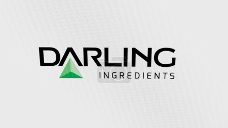 Téléchargez les photos : Le logo de Darling Ingredients sur un écran blanc géant, la marque Darling Ingredients sur un appareil. - en image libre de droit