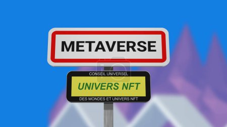 Realidad aumentada por metaverse NFT. Tokenized virtual nft reality in Europe (en inglés). Visita a Europa en VR. VA turismo y metaverso en una obra para ganar WEB3, viajes VR, vacaciones VR. Texto en francés.