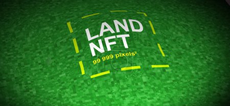 Illustration of an invest in WEB3 a tokenized land, a virtual plot, decentralized reals in the metaverse. Real estate NFT investment token in virtual world. Tokenized land investment on a marketplace web 3, web3 housing. Korean text