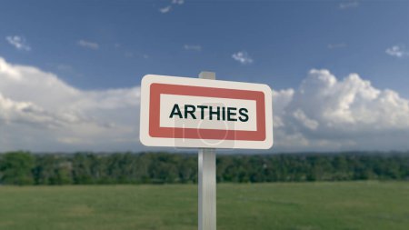 City sign of Arthies. Entrance of the town of Arthies in Val d'Oise, France