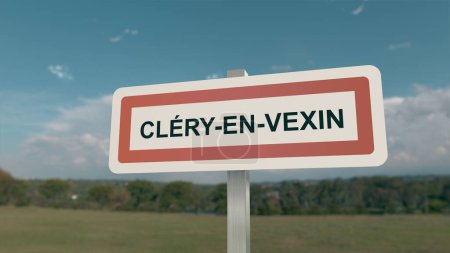 City sign of Clery-en-Vexin. Entrance of the town of Clery en Vexin in Val d'Oise, France