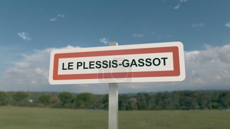 City sign of Le Plessis-Gassot. Entrance of the town of Le Plessis Gassot in Val d'Oise, France
