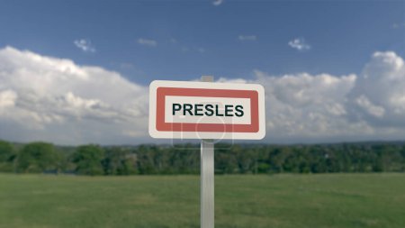 Foto de Signo de Presles. Entrada de la ciudad de Presles en Val d 'Oise, Francia - Imagen libre de derechos