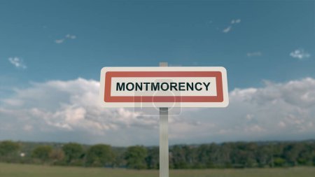 City sign of Montmorency. Entrance of the town of Montmorency in Val d'Oise, France