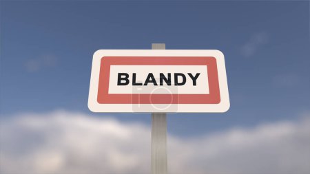 Téléchargez les photos : Signe de Blandy. Entrée de la ville de Blandy en Seine-et-Marne, France - en image libre de droit