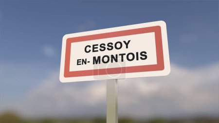 City sign of Cessoy-en-Montois. Entrance of the town of Cessoy en Montois in, Seine-et-Marne, France
