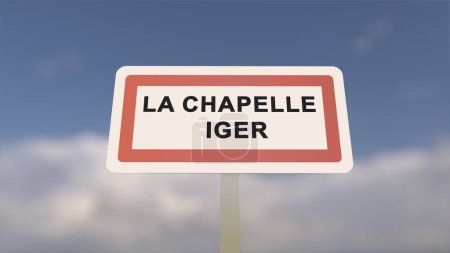 City sign of La Chapelle-Iger. Entrance of the town of La Chapelle Iger in, Seine-et-Marne, France