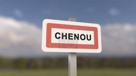 Téléchargez les photos : Signe de ville de Chenou. Entrée de la ville de Chenou en Seine-et-Marne, France - en image libre de droit
