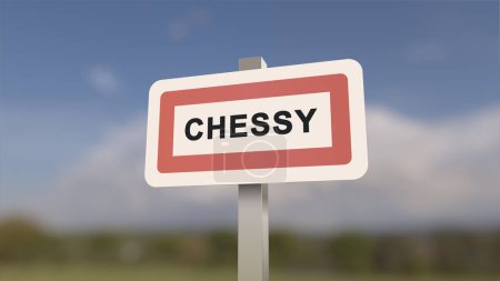 Téléchargez les photos : Signe de Chessy. Entrée de la ville de Chessy en Seine-et-Marne, France - en image libre de droit