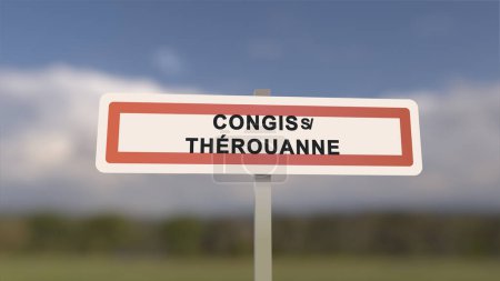 City sign of Congis-sur-Therouanne. Entrance of the town of Congis sur Therouanne in, Seine-et-Marne, France