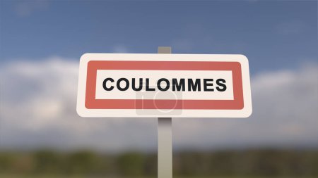 City sign of Coulommes. Entrance of the town of Coulommes in, Seine-et-Marne, France