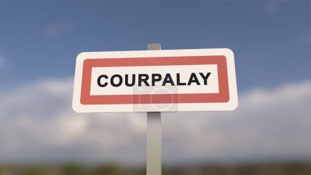 City sign of Courpalay. Entrance of the town of Courpalay in, Seine-et-Marne, France