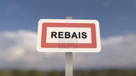 City sign of Rebais. Entrance of the town of Rebais in, Seine-et-Marne, France