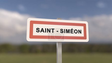 City sign of Saint-Simeon. Entrance of the town of Saint Simeon in, Seine-et-Marne, France