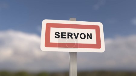 City sign of Servon. Entrance of the town of Servon in, Seine-et-Marne, France