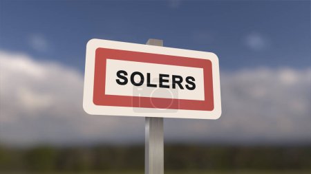 Photo for City sign of Solers. Entrance of the town of Solers in, Seine-et-Marne, France - Royalty Free Image