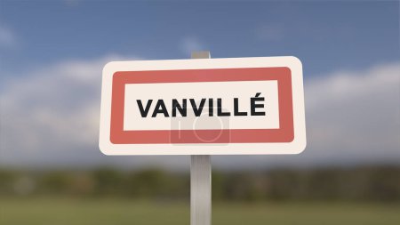 Ortsschild von Vanville. Eingang der Stadt Vanville in, Seine-et-Marne, Frankreich