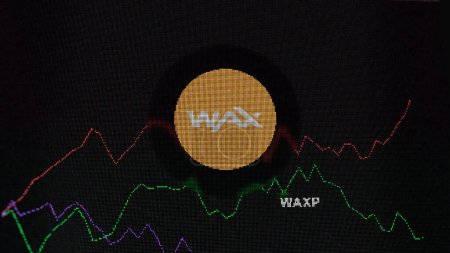 Photo for March 15th 2024March 2024, Crypto exchange screen focused on WAX token, coin WAXP. - Royalty Free Image