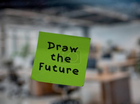 Photo for Post note on glass with 'Draw the Future'. - Royalty Free Image